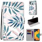 For Samsung Galaxy A30 & A20 Coloured Drawing Cross Texture Horizontal Flip PU Leather Case with Holder & Card Slots & Wallet & Lanyard(Pink Green Needles) - 1