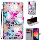 For Samsung Galaxy A50 Coloured Drawing Cross Texture Horizontal Flip PU Leather Case with Holder & Card Slots & Wallet & Lanyard(Gradient Colorful Flower) - 1