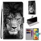 For Samsung Galaxy A51 5G Coloured Drawing Cross Texture Horizontal Flip PU Leather Case with Holder & Card Slots & Wallet & Lanyard(Black and White Lion Head) - 1