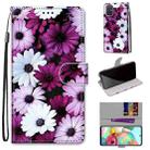 For Samsung Galaxy A71 Coloured Drawing Cross Texture Horizontal Flip PU Leather Case with Holder & Card Slots & Wallet & Lanyard(Chrysanthemum Pink White Purple) - 1