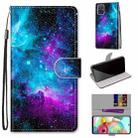 For Samsung Galaxy A71 Coloured Drawing Cross Texture Horizontal Flip PU Leather Case with Holder & Card Slots & Wallet & Lanyard(Purple Green Starry Sky) - 1