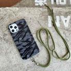 For iPhone 12 mini Camouflage Pattern IMD Shockproof TPU Protective Case with Lanyard (Dark Tiger Stripe Camo) - 1