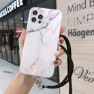 For iPhone 12 mini Marbled IMD Shockproof TPU Protective Case with Lanyard (White) - 1