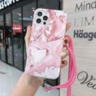 For iPhone 12 / 12 Pro Marbled IMD Shockproof TPU Protective Case with Lanyard(Pink) - 1