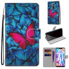 For Huawei Mate 20 Lite / Maimang 7 Coloured Drawing Cross Texture Horizontal Flip PU Leather Case with Holder & Card Slots & Wallet & Lanyard(Blue Red Butterfly) - 1