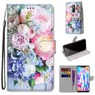 For Huawei Mate 20 Lite / Maimang 7 Coloured Drawing Cross Texture Horizontal Flip PU Leather Case with Holder & Card Slots & Wallet & Lanyard(Light Pink Bouquet) - 1