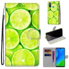 For Huawei P smart 2020 Coloured Drawing Cross Texture Horizontal Flip PU Leather Case with Holder & Card Slots & Wallet & Lanyard(Green Lemon) - 1