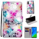 For Huawei P smart 2020 Coloured Drawing Cross Texture Horizontal Flip PU Leather Case with Holder & Card Slots & Wallet & Lanyard(Gradient Colorful Flower) - 1