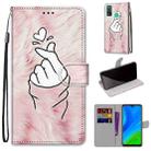 For Huawei P smart 2020 Coloured Drawing Cross Texture Horizontal Flip PU Leather Case with Holder & Card Slots & Wallet & Lanyard(Pink Hands Heart) - 1