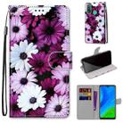 For Huawei P smart 2020 Coloured Drawing Cross Texture Horizontal Flip PU Leather Case with Holder & Card Slots & Wallet & Lanyard(Chrysanthemum Pink White Purple) - 1