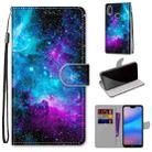 For Huawei P20 Lite / nova 3e Coloured Drawing Cross Texture Horizontal Flip PU Leather Case with Holder & Card Slots & Wallet & Lanyard(Purple Green Starry Sky) - 1
