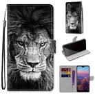 For Huawei P20 Pro Coloured Drawing Cross Texture Horizontal Flip PU Leather Case with Holder & Card Slots & Wallet & Lanyard(B11 Black White Lion Head) - 1