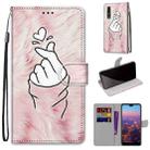 For Huawei P20 Pro Coloured Drawing Cross Texture Horizontal Flip PU Leather Case with Holder & Card Slots & Wallet & Lanyard(Pink Hands Heart) - 1