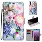 For Huawei P20 Pro Coloured Drawing Cross Texture Horizontal Flip PU Leather Case with Holder & Card Slots & Wallet & Lanyard(Light Pink Bouquet) - 1