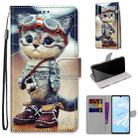 For Huawei P30 Coloured Drawing Cross Texture Horizontal Flip PU Leather Case with Holder & Card Slots & Wallet & Lanyard(Leather Shoes Cat) - 1