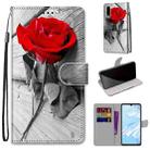 For Huawei P30 Coloured Drawing Cross Texture Horizontal Flip PU Leather Case with Holder & Card Slots & Wallet & Lanyard(B10 Wood Red Rose) - 1