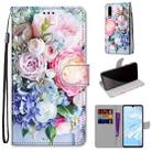 For Huawei P30 Coloured Drawing Cross Texture Horizontal Flip PU Leather Case with Holder & Card Slots & Wallet & Lanyard(Light Pink Bouquet) - 1