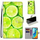 For Huawei P30 Lite Coloured Drawing Cross Texture Horizontal Flip PU Leather Case with Holder & Card Slots & Wallet & Lanyard(Green Lemon) - 1