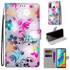 For Huawei P30 Lite Coloured Drawing Cross Texture Horizontal Flip PU Leather Case with Holder & Card Slots & Wallet & Lanyard(Gradient Colorful Flower) - 1