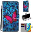 For Huawei P30 Lite Coloured Drawing Cross Texture Horizontal Flip PU Leather Case with Holder & Card Slots & Wallet & Lanyard(Blue Red Butterfly) - 1