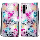 For Huawei P30 Pro Coloured Drawing Cross Texture Horizontal Flip PU Leather Case with Holder & Card Slots & Wallet & Lanyard(Gradient Colorful Flower) - 2