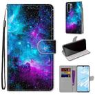 For Huawei P30 Pro Coloured Drawing Cross Texture Horizontal Flip PU Leather Case with Holder & Card Slots & Wallet & Lanyard(Purple Green Starry Sky) - 1