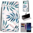 For Huawei P40 Lite E / Y7p Coloured Drawing Cross Texture Horizontal Flip PU Leather Case with Holder & Card Slots & Wallet & Lanyard(Pink Green Leaf) - 1