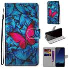 For Huawei P40 Lite E / Y7p Coloured Drawing Cross Texture Horizontal Flip PU Leather Case with Holder & Card Slots & Wallet & Lanyard(Blue Red Butterfly) - 1