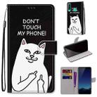 For Huawei P40 Lite E / Y7p Coloured Drawing Cross Texture Horizontal Flip PU Leather Case with Holder & Card Slots & Wallet & Lanyard(18 Middle Finger White Cat) - 1