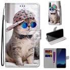 For Huawei P40 Lite E / Y7p Coloured Drawing Cross Texture Horizontal Flip PU Leather Case with Holder & Card Slots & Wallet & Lanyard(B20 Slant Hat Blue Mirror Cat) - 1