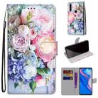 For Huawei P smart Z / Y9 Prime Coloured Drawing Cross Texture Horizontal Flip PU Leather Case with Holder & Card Slots & Wallet & Lanyard(Light Pink Bouquet) - 1