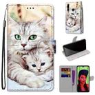 For Huawei P smart+ 2019 / Enjoy 9s Coloured Drawing Cross Texture Horizontal Flip PU Leather Case with Holder & Card Slots & Wallet & Lanyard(Big Cat Holding Kitten) - 1