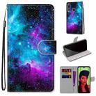 For Huawei P smart+ 2019 / Enjoy 9s Coloured Drawing Cross Texture Horizontal Flip PU Leather Case with Holder & Card Slots & Wallet & Lanyard(Purple Green Starry Sky) - 1