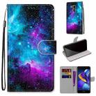 For Huawei Honor V9 Play Coloured Drawing Cross Texture Horizontal Flip PU Leather Case with Holder & Card Slots & Wallet & Lanyard(Purple Green Starry Sky) - 1