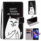 For Huawei Honor V9 Play Coloured Drawing Cross Texture Horizontal Flip PU Leather Case with Holder & Card Slots & Wallet & Lanyard(18 Middle Finger White Cat) - 1