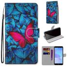 For Huawei Y6 (2018) / Honor 7A Coloured Drawing Cross Texture Horizontal Flip PU Leather Case with Holder & Card Slots & Wallet & Lanyard(Blue Red Butterfly) - 1