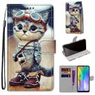 For Huawei Y6p Coloured Drawing Cross Texture Horizontal Flip PU Leather Case with Holder & Card Slots & Wallet & Lanyard(Leather Shoes Cat) - 1