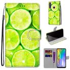 For Huawei Y6p Coloured Drawing Cross Texture Horizontal Flip PU Leather Case with Holder & Card Slots & Wallet & Lanyard(Green Lemon) - 1