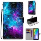 For Huawei Y6p Coloured Drawing Cross Texture Horizontal Flip PU Leather Case with Holder & Card Slots & Wallet & Lanyard(Purple Green Starry Sky) - 1