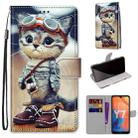 For Huawei Y7 (2019) / Enjoy 9 Coloured Drawing Cross Texture Horizontal Flip PU Leather Case with Holder & Card Slots & Wallet & Lanyard(Leather Shoes Cat) - 1