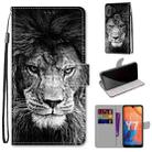 For Huawei Y7 (2019) / Enjoy 9 Coloured Drawing Cross Texture Horizontal Flip PU Leather Case with Holder & Card Slots & Wallet & Lanyard(B11 Black White Lion Head) - 1