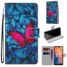 For Huawei Y7 (2019) / Enjoy 9 Coloured Drawing Cross Texture Horizontal Flip PU Leather Case with Holder & Card Slots & Wallet & Lanyard(Blue Red Butterfly) - 1