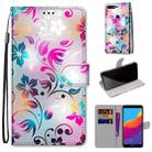 For Huawei Y7 (2018) / Enjoy 8 Coloured Drawing Cross Texture Horizontal Flip PU Leather Case with Holder & Card Slots & Wallet & Lanyard(Gradient Colorful Flower) - 1