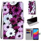 For Huawei Y7 (2018) / Enjoy 8 Coloured Drawing Cross Texture Horizontal Flip PU Leather Case with Holder & Card Slots & Wallet & Lanyard(Chrysanthemum Pink White Purple) - 1