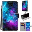 For Huawei Honor 8X Coloured Drawing Cross Texture Horizontal Flip PU Leather Case with Holder & Card Slots & Wallet & Lanyard(Purple Green Starry Sky) - 1