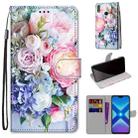 For Huawei Honor 8X Coloured Drawing Cross Texture Horizontal Flip PU Leather Case with Holder & Card Slots & Wallet & Lanyard(Light Pink Bouquet) - 1