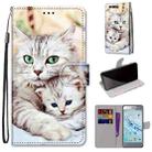 For Huawei Honor 9 Coloured Drawing Cross Texture Horizontal Flip PU Leather Case with Holder & Card Slots & Wallet & Lanyard(Big Cat Holding Kitten) - 1