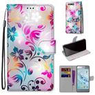 For Huawei Honor 9 Coloured Drawing Cross Texture Horizontal Flip PU Leather Case with Holder & Card Slots & Wallet & Lanyard(Gradient Colorful Flower) - 1