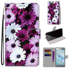 For Huawei Honor 9 Coloured Drawing Cross Texture Horizontal Flip PU Leather Case with Holder & Card Slots & Wallet & Lanyard(Chrysanthemum Pink White Purple) - 1