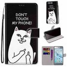 For Huawei Honor 9 Coloured Drawing Cross Texture Horizontal Flip PU Leather Case with Holder & Card Slots & Wallet & Lanyard(18 Middle Finger White Cat) - 1